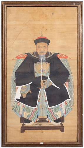 A large Chinese ancestor portrait of a civil official