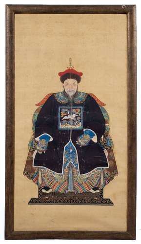 A large Chinese ancestor portrait of a civil official