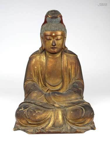 A Japanese wood laquered Buddha