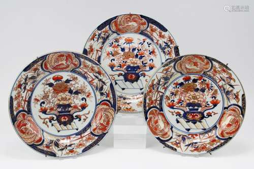 Three Japanese imari plates