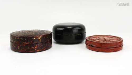 Three Japanese lacquer ware boxes