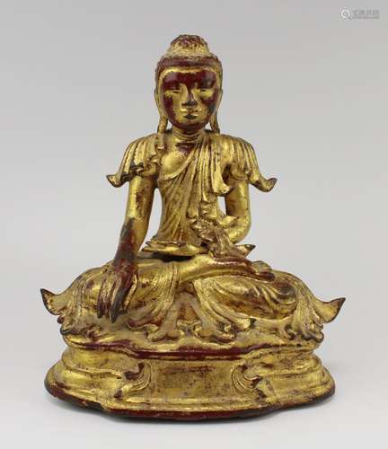 A gilt bronze Mandalay style Buddha