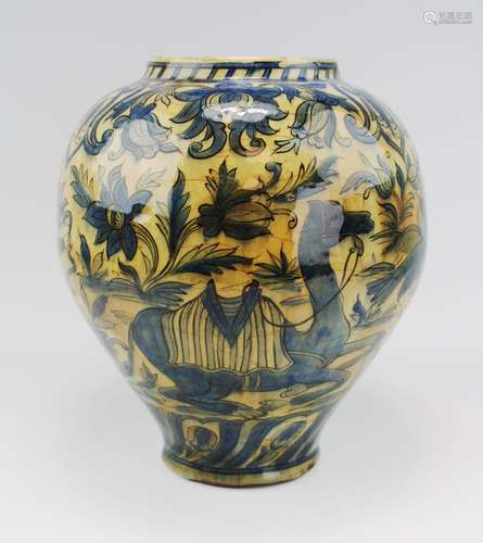 A Persian pottery vase with camel pattern