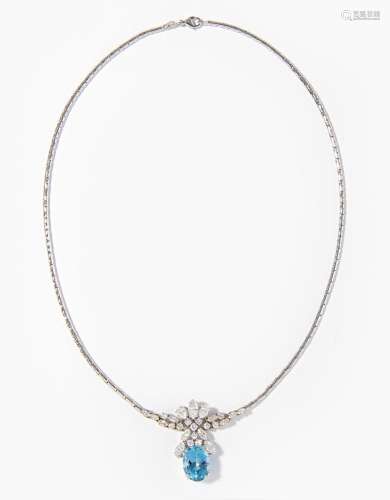 Aquamarin-Diamant-Collier