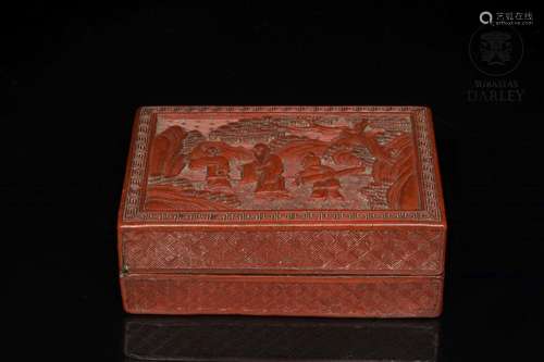 A cinnabar lacquer rectangular box, Qing dynasty