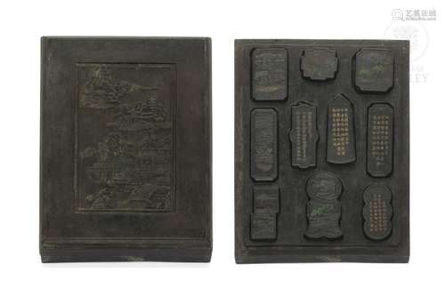 Group of ten chinese scholar's ink blocks, early 20th centur...