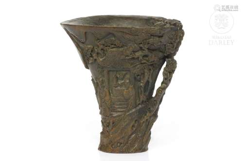 Carved bamboo cup, 20th century