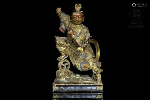 Protective deity in lacquered wood, Qing dynasty, 19th centu...