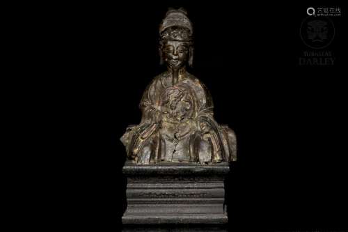 A bronze "celestial official" sculpture, Ming dyna...