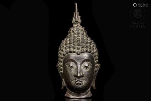 A Thai bronze "Buddha" head, 19th century