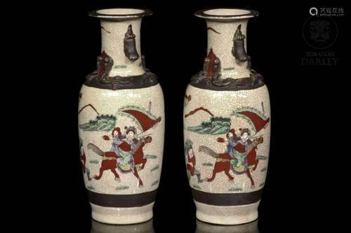 Pair of enameled vases, Nanjing, 20th century