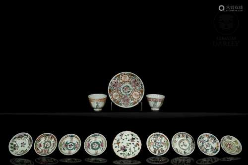 Porcelain enameled set, China, 19th - 20th century