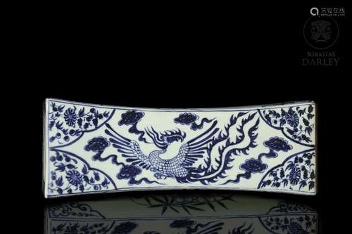 Ceramic pillow, blue and white, 20th century