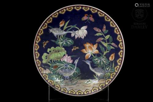 Dish with blue background "birds and flowers", 20t...