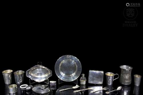 Lot of small silver objects, 20th century