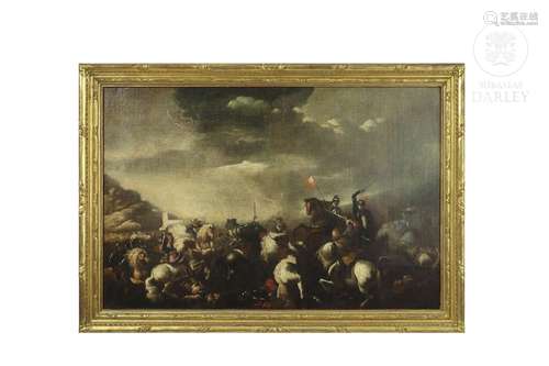 Spanish School 19th century "Battle scene"