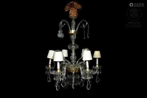 Crystal chandelier ceiling lamp, La Granja.