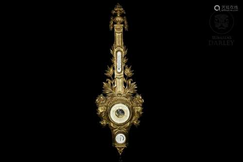 Gilded wood barometer, Louis XVI style, 20th century