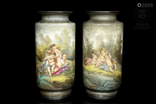 Pair of large vases, 19th - 20th century