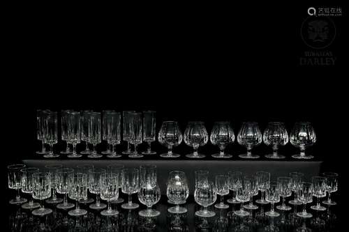 Set of cut crystal goblets, 20th century