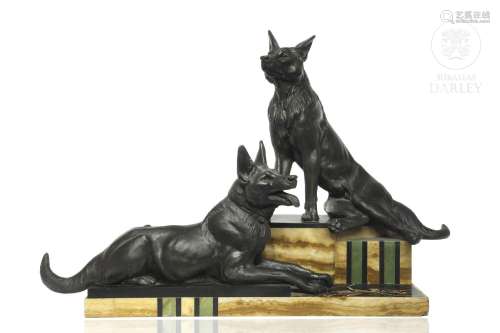 Sculptural group "Dogs", after L. Albert Carvin