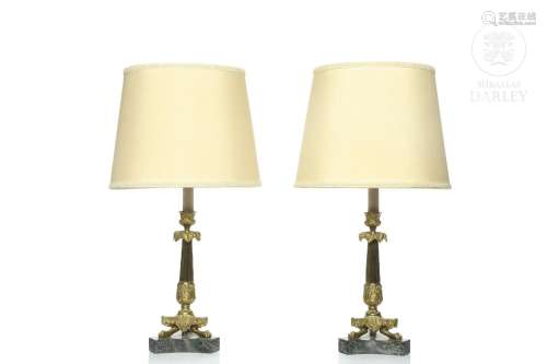 Pair of lamps, Empire style, 20th century