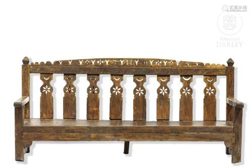 Rustic wooden bench, 20th century