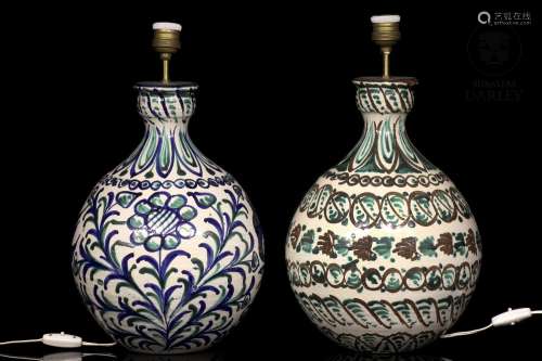 Pair of ceramic lamps, 20th century