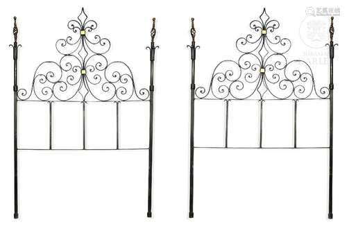 Pair of iron headboards, 20th century