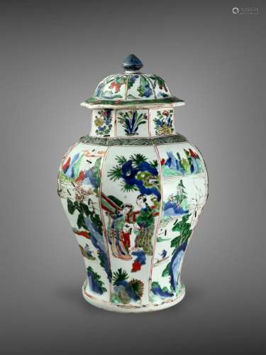 A brightly enamelled Wucai Jar and Cover,  Shunzhi