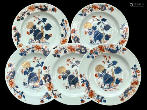A Set of Five Chinese Imari Plates, 18th century