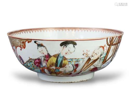 A 'famille rose' Punchbowl with Figures, Qianlong