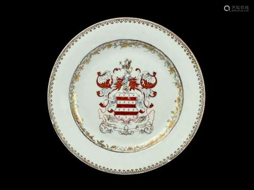 A 'famille rose' Armorial Plate, early Qianlong