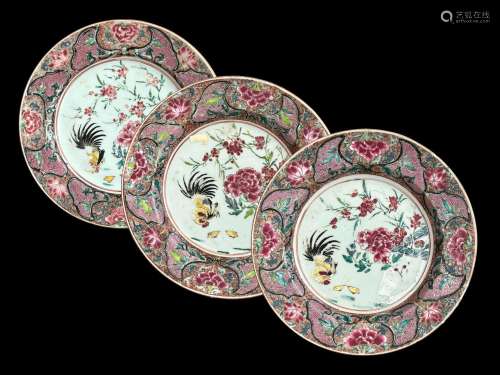 A group of three Yongzheng famille rose dishes