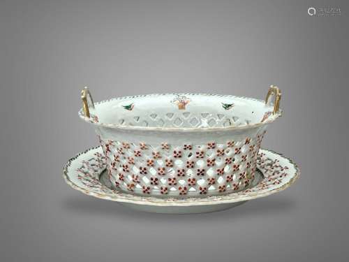 A 'famille rose' Basket and Stand, Qianlong