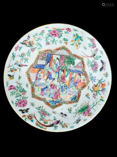 An attractive Canton 'famille rose' dish, 19th century