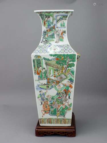 A 'famille verte' Vase with figures, 19th century