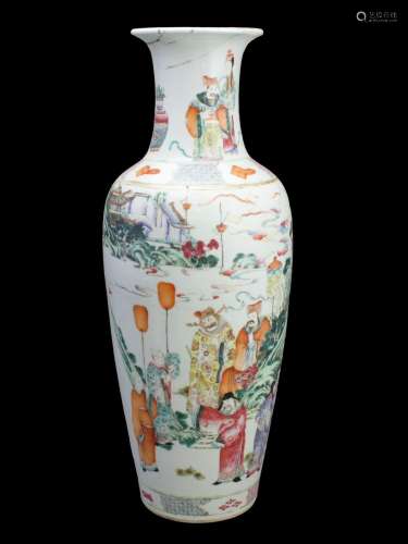 A 'famille rose' vase with warriors, Guangxu
