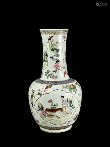 A 'famille rose' Bottle Vase,  Republic period