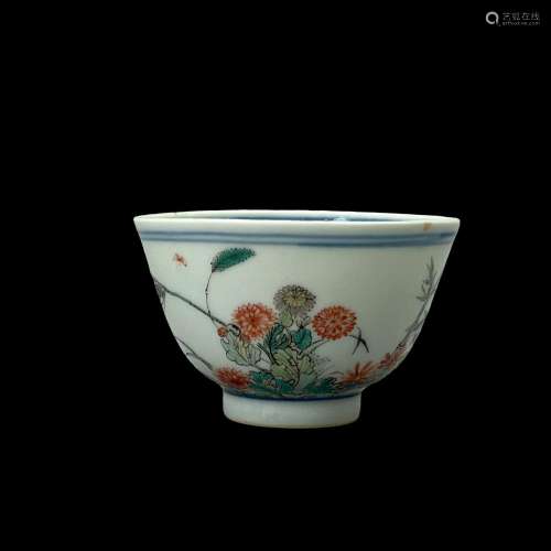 A  ‘famille-verte’ floral cup,  19th century