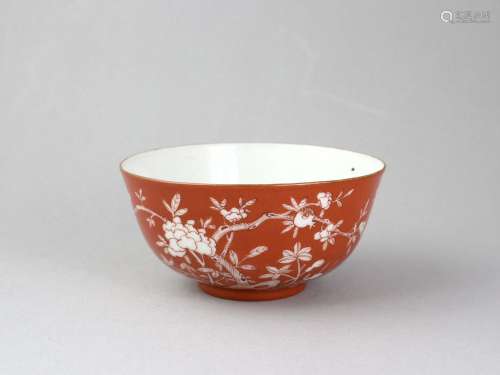 A Coral Ground Bowl, Tongzhi period