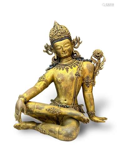 An Elegant Nepalese style Gilt Bronze Bodhisattva, 16th cent...