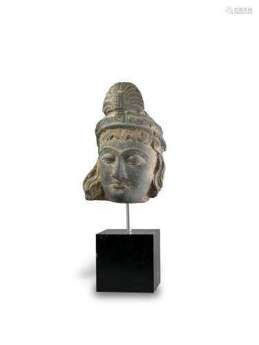 A Grey Schist Bodhisattva Head, Gandhara, 3rd/4th century AD