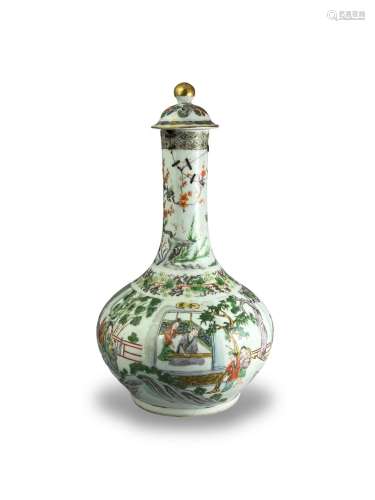 A 'famille verte' bottle vase and cover, Guangxu