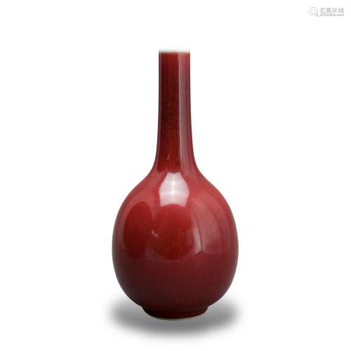 A Copper Red Glazed Bottle Vase, six character underglaze bl...