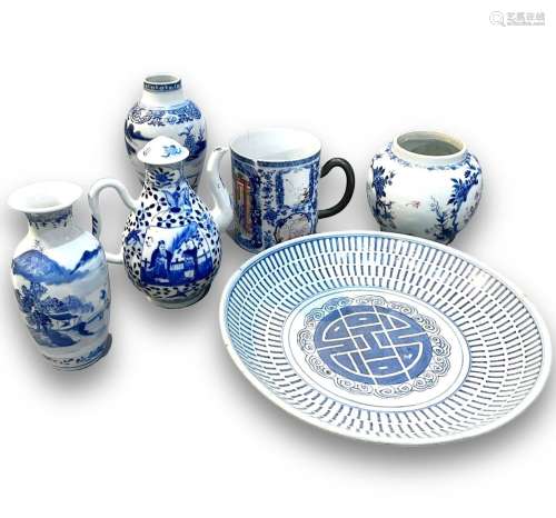 A group of blue and white wares 18th Century and later