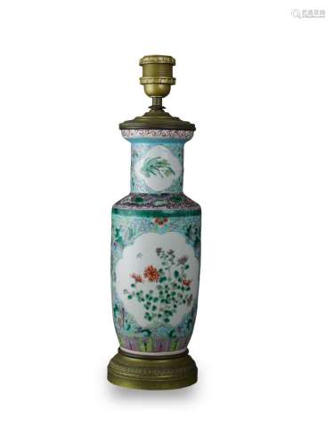 A 'famille verte' Rouleau Vase, Republic period 