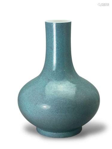 A robin’s-egg glazed Bottle Vase, marked Guangxu