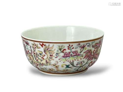 A famille-rose phoenix bowl, marked Daoguang