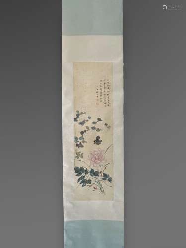 INK SCROLL PAINTING WITH FLOWER